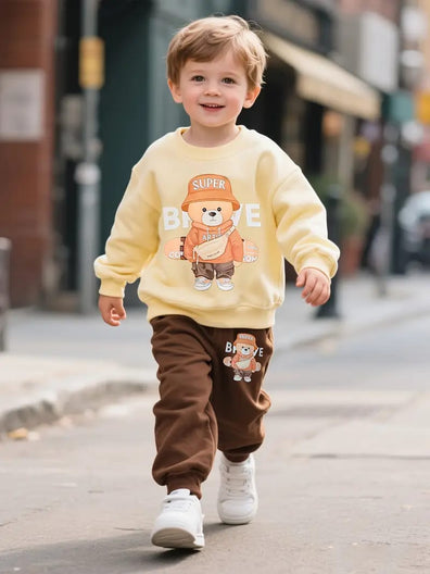 Bear Design Baby Hoodie & Trouser Set - Soft Fleece Stuff, Machine Washable - Perfect for Winter, Perfect for Outdoor TS6419K